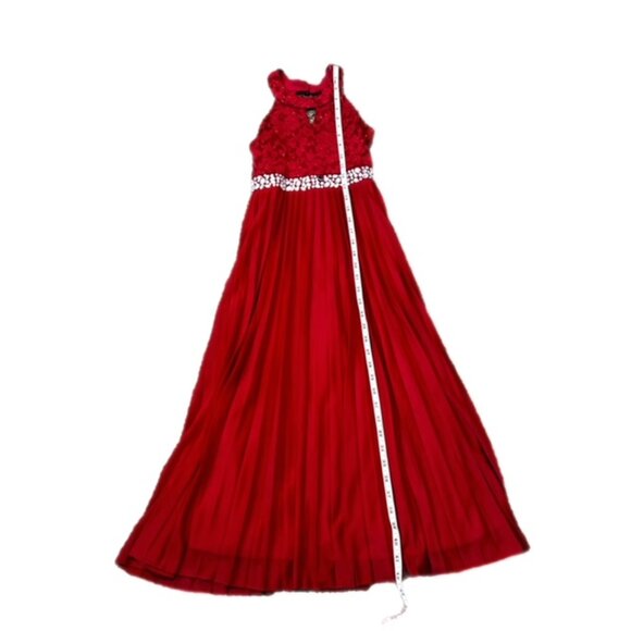 Speechless Kids Pleated Sparkly Maxi Dress Rhinestone Embellished Red Size 8 - Picture 3 of 9